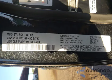 2022 Dodge Charger Sxt Rwd from USA, damaged, VIN 2C3CDXBG6NH201722